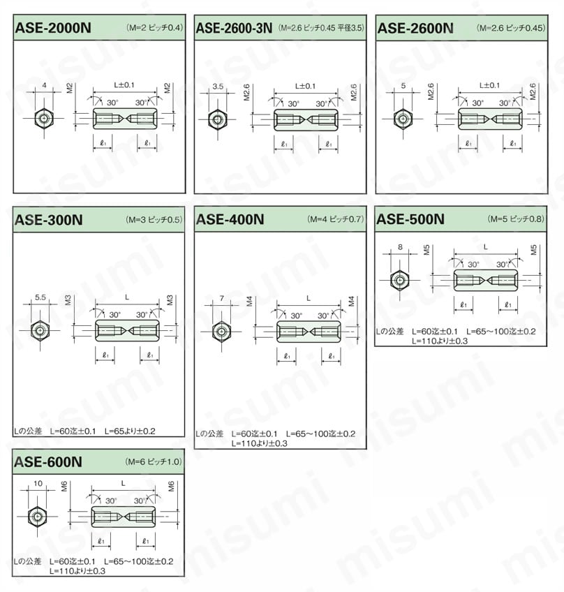 エコスペーサー（六角） ASE-N/ASEB 外形図1