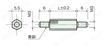 ジュラコンスペーサー（六角両オネジ導通型）/ES-E 外形図