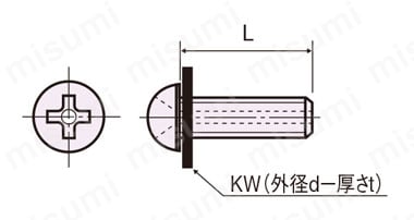 セラミックス セットナベ小ネジ(ガス抜用穴付/KW付)/RA-0000-T 外形図