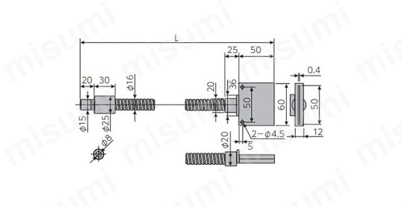 LGC1-8L1000-LS50×1.0の外形図 （集光レンズSHL-W50F8と組合せ）