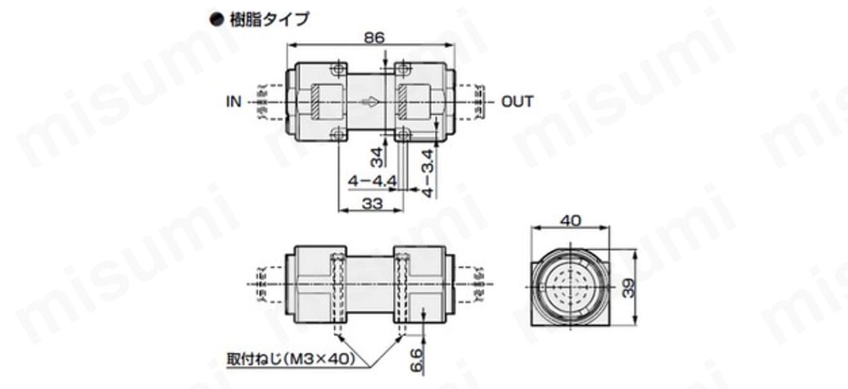 食品製造工程向け 除菌フィルタ インラインタイプ SFS10-FP2 Series ＣＫＤ MISUMI(ミスミ)