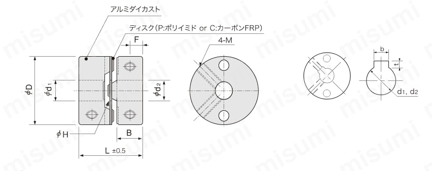 ディスク型カップリング MS/MSC 外形図1