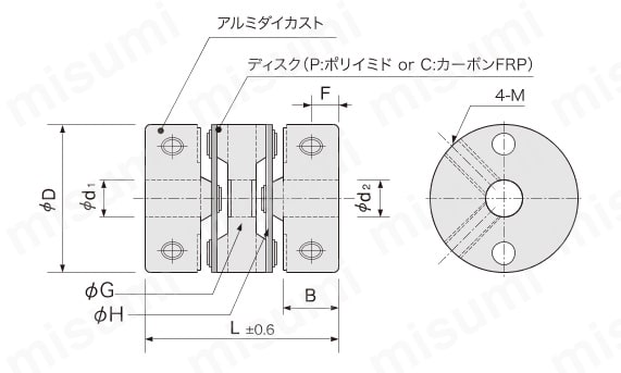 ディスク型カップリング ML/MLC 外形図01