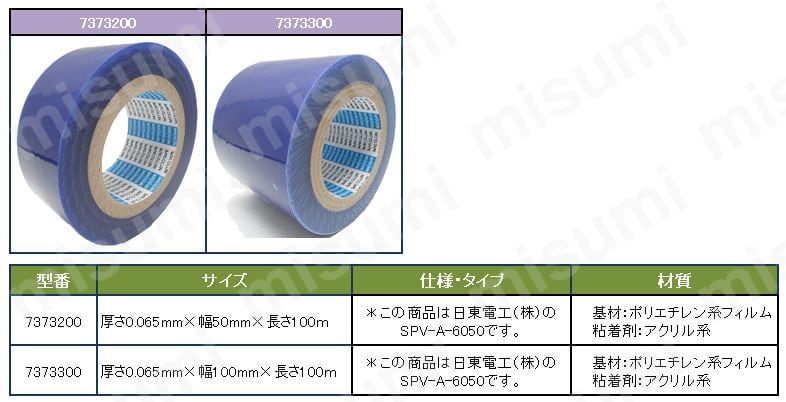 表面保護テープ W-SPV-A-6050 | 和気産業 | MISUMI(ミスミ)