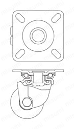 ステンレス低床重荷重用双輪キャスター SUHJT 金具セット(車輪なし) 外形図