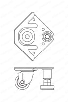 アジャスター付キャスターユニット SCY (Blickle/ブリックレ) 金具セット(車輪なし) 外形図1