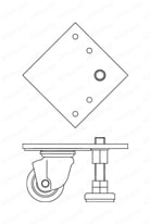 アジャスター付キャスターユニット SCY (Blickle/ブリックレ) 金具セット(車輪なし) 外形図2