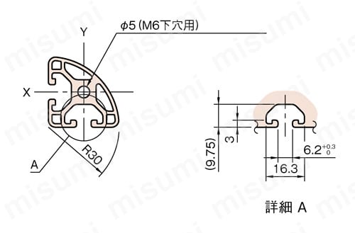 Line6 ストラットプロファイル 軽量型 R30 SPL 外形図