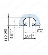 Line8 ストラットプロファイル 軽量型  40X40 1列溝X1列溝 2面溝 SPL A詳細図