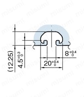 Line8 ストラットプロファイル 軽量型  40X40（1列溝X1列溝 4面溝）（SPL） A詳細図