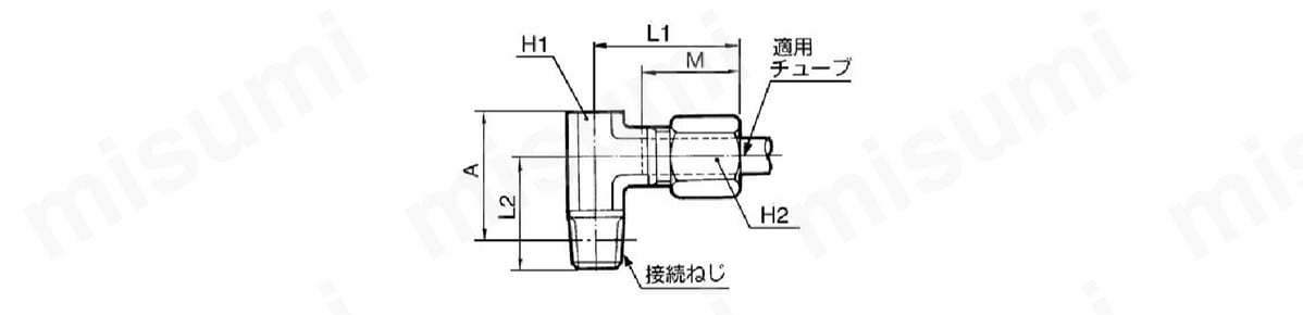くい込み管継手 H・DL・L・LLシリーズ エルボユニオン DL | SMC