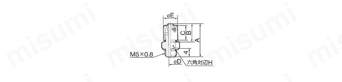ホースニップル：M-5H-4、-6の外形図