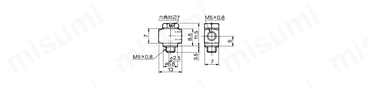 ユニバーサルチー：M-5UTの外形図