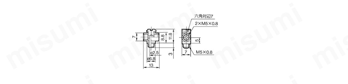 ユニバーサルチー：MS-5UTの外形図