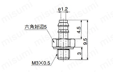 ポリウレタンチューブ用バーブ継手：10-M-3AU-3,-4:関連画像