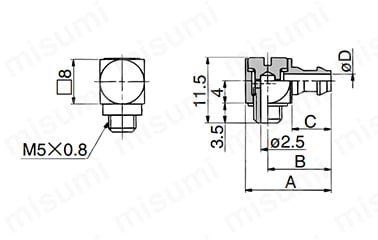 ポリウレタンチューブ用バーブエルボ 10-M-5ALU-3,-4,-6:関連画像