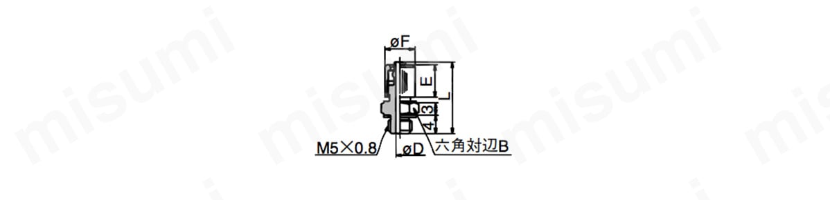 ホースニップル：10-MS-5H-4,-6の外形図