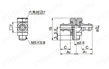 軟質チューブ用バーブチー：10-MS-5ATHU-3,-4,-6:関連画像