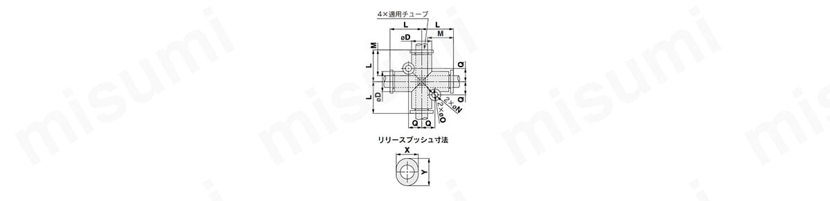 クロス：KQ2TWの外形図