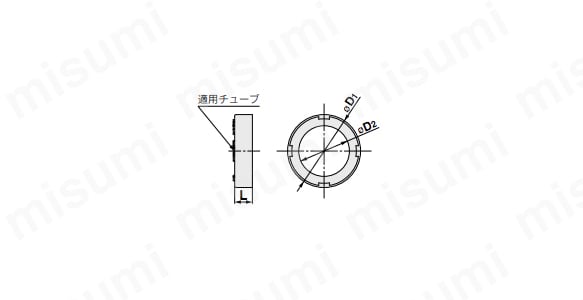 カラーキャップの寸法図（リリースブッシュ真円形対象）