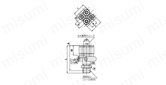 KQ2UD（シール剤）の寸法図
