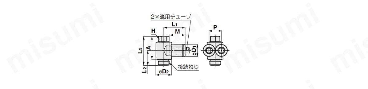 ワンタッチ管継手 KQ2シリーズ ブランチユニバーサルエルボ KQ2Z