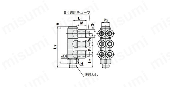 KQ2ZTの寸法図