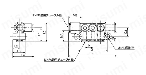 ワンタッチ管継手 マニホールド KMシリーズ KM11 | SMC | MISUMI(ミスミ)