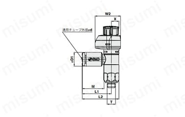 目盛窓方向：0度の側面図