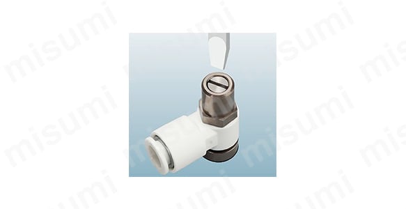 難燃性（UL-94規格 V-0相当）マイナスドライバ調整用ワンタッチ管継手付スピードコントローラ/エルボタイプ:関連画像
