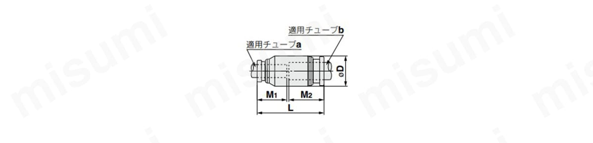 異径ストレート：KQB2Hの外形図