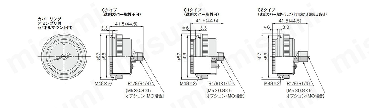 G46-2-02 一般用圧力計/リミットインジケータ付 G46・GA46 SMC MISUMI(ミスミ)