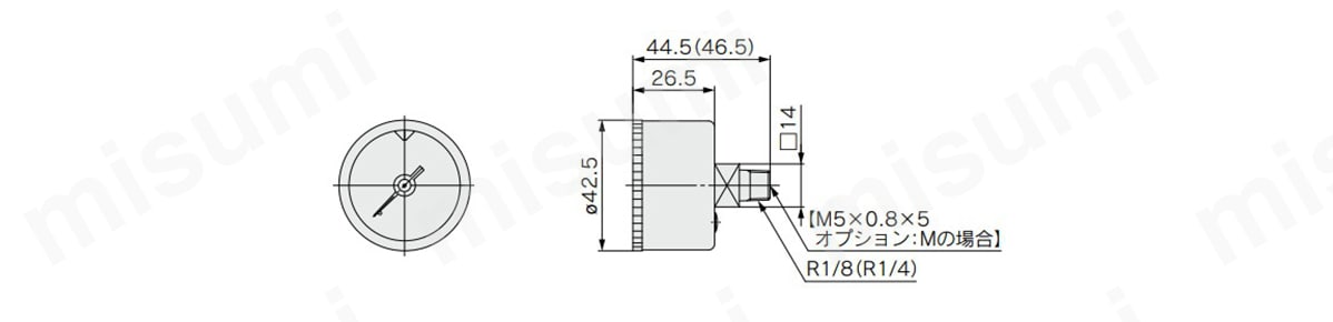 G46-2-02-SRB クリーンレギュレータ用圧力計/リミットインジケーター付 G46-SRA/B SMC MISUMI(ミスミ)