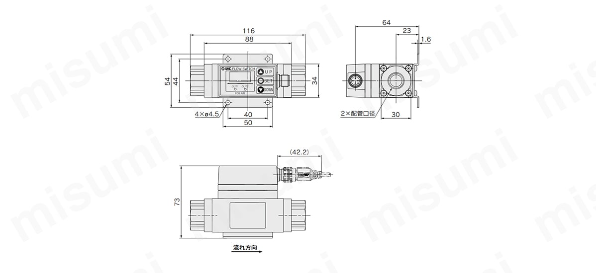 PF2A551-04-1-C | 空気用 デジタルフロースイッチ PF2Aシリーズ | SMC
