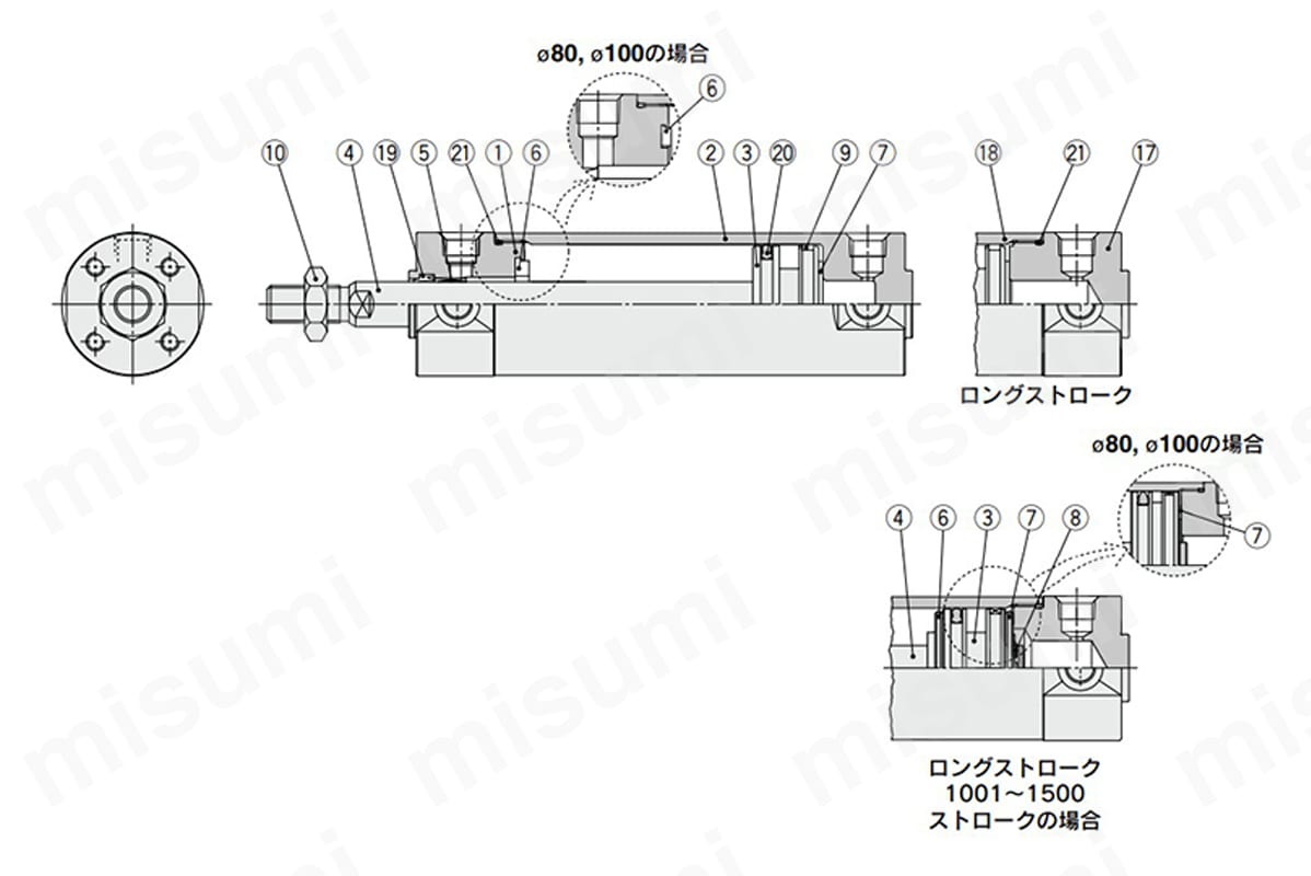 CDG1BA20-450Z-M9B エアシリンダ 標準形 複動・片ロッド CG1シリーズ SMC MISUMI(ミスミ)