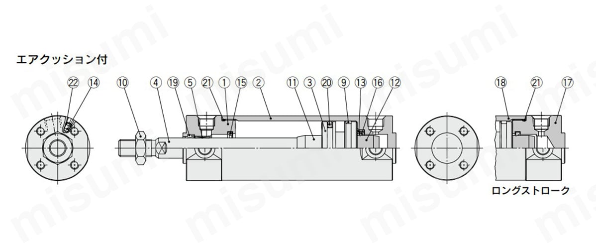 CDG1BA50-50Z エアシリンダ 標準形 複動・片ロッド CG1シリーズ SMC MISUMI(ミスミ)