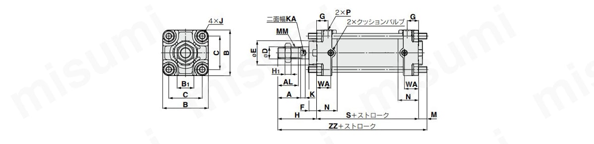基本形／CA2YBの寸法図