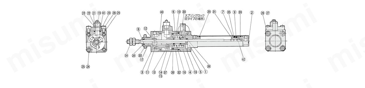 スプリングロック（排気ロック） スプリング・空気圧併用ロックの構造図