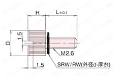 黄銅 ローレットツマミ（スリ割付） NB-A/A-N/AC/AC-N 外形図_06