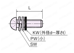 鉄 ナベ小ネジ（SW・PW（小）・KW付）/F-0000-S1NE 外形図