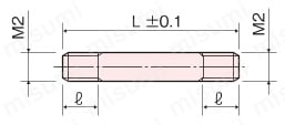 ステンレス 両端右ネジ（精密ロングネジ）/ERU 外形図1