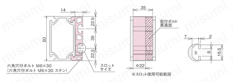 ZFシリーズ 架台用アルミ構造材 Tスロットトップ ビームA
