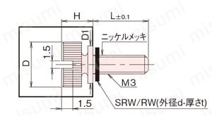 黄銅 ローレットツマミ(スリ割・ツバ付) NB?BB/BB?NB/BB?SR/BB?R 外形図03
