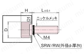 黄銅 ローレットツマミ（段付） NB?DB/DB?NB/DB?SR/DB?R 外形図6