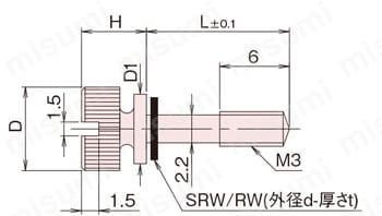 黄銅 ローレットツマミ(スリ割・ツバ付・胴細) NB?EC?SR/NB?EC?R 外形図1