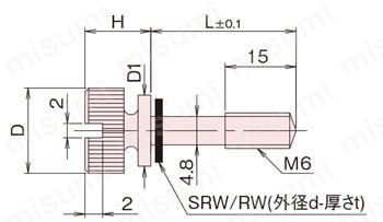 黄銅 ローレットツマミ(スリ割・ツバ付・胴細) NB?EC?SR/NB?EC?R 外形図4