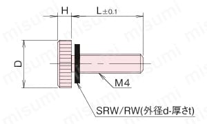 黄銅 ローレットツマミ（低頭） NB?GC?SR/NB?GC?R 外形図2