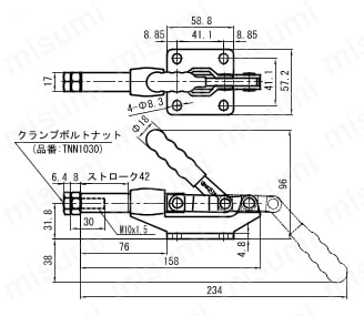 横押し型トグルクランプ TPL100F/200F/300F TPL200F外形図