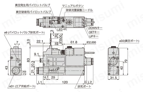 真空発生器 VQシリーズ 圧力センサ付 | 日本ピスコ | MISUMI(ミスミ)
