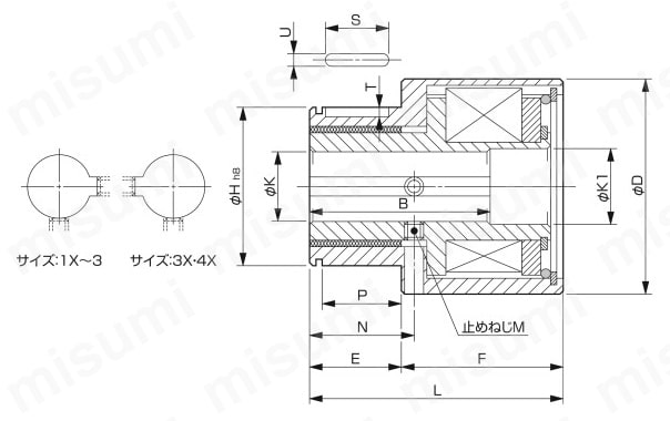 トルクリミッタ TT-03タイプ（巻き掛けタイプ ） 外形図